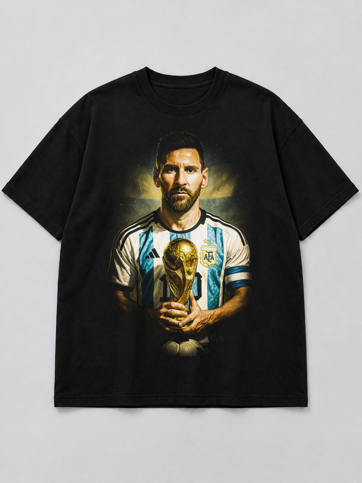 Polera Legendary Football Portrait negra de corte amplio