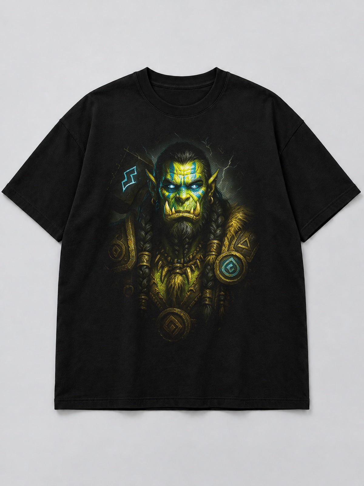 Polera Legendary Orc Shaman negra de corte amplio