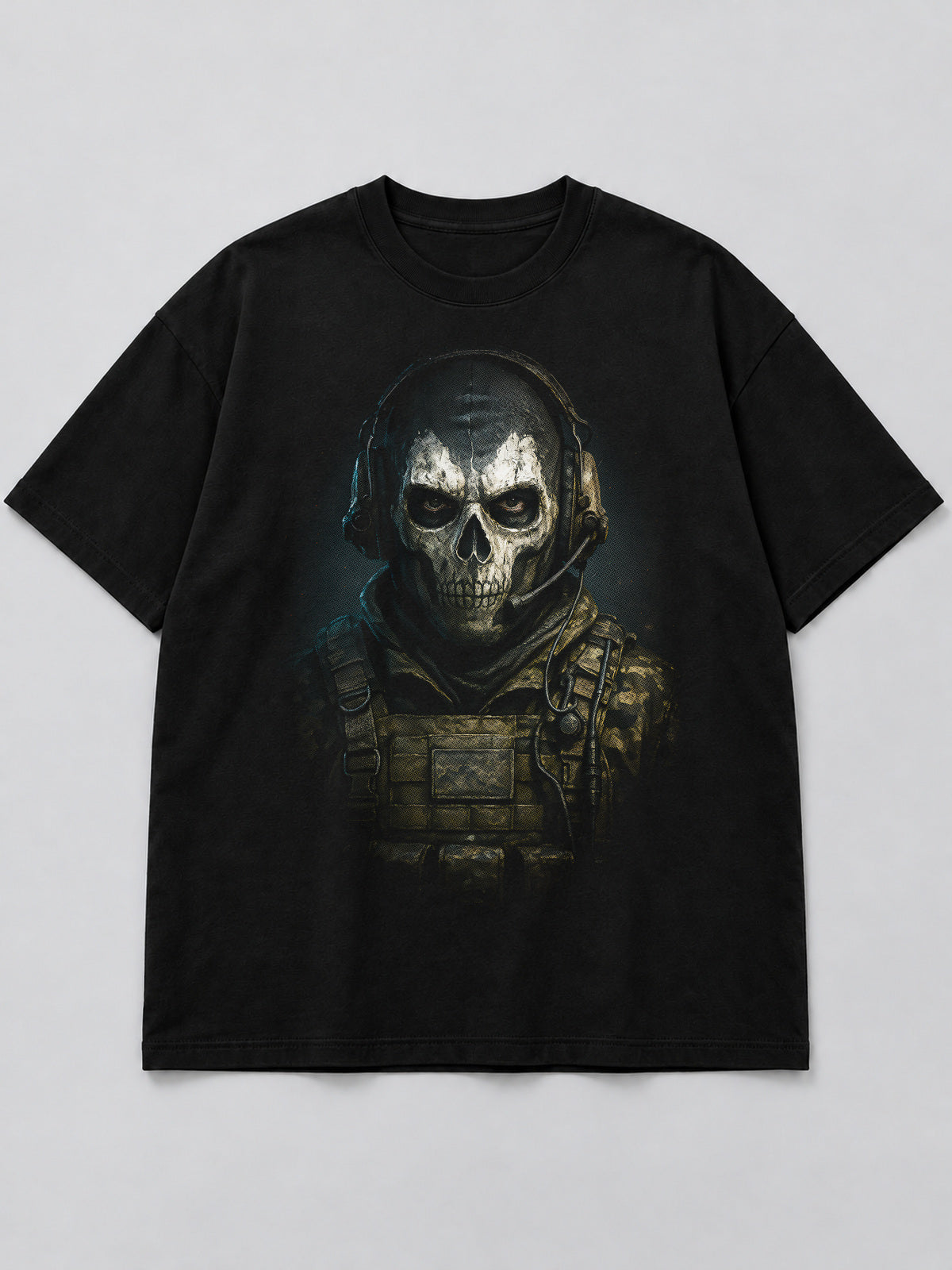 Polera Elite Warrior Portrait negra de corte amplio