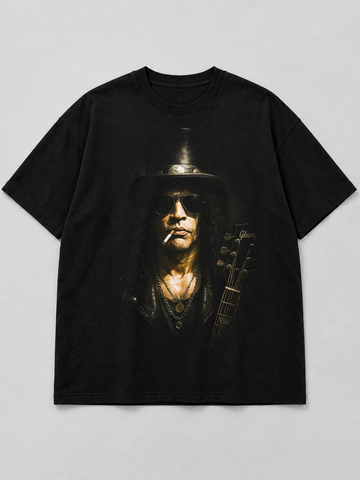 Polera Legendary Rock Guitarist negra de corte amplio