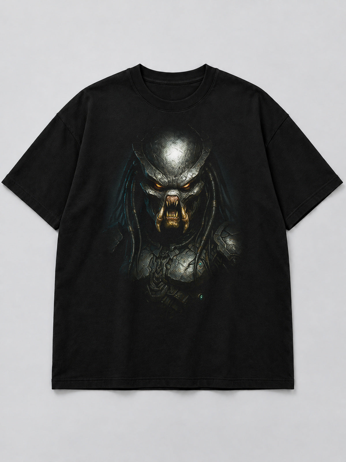 Polera Alien Warrior Portrait negra de corte amplio