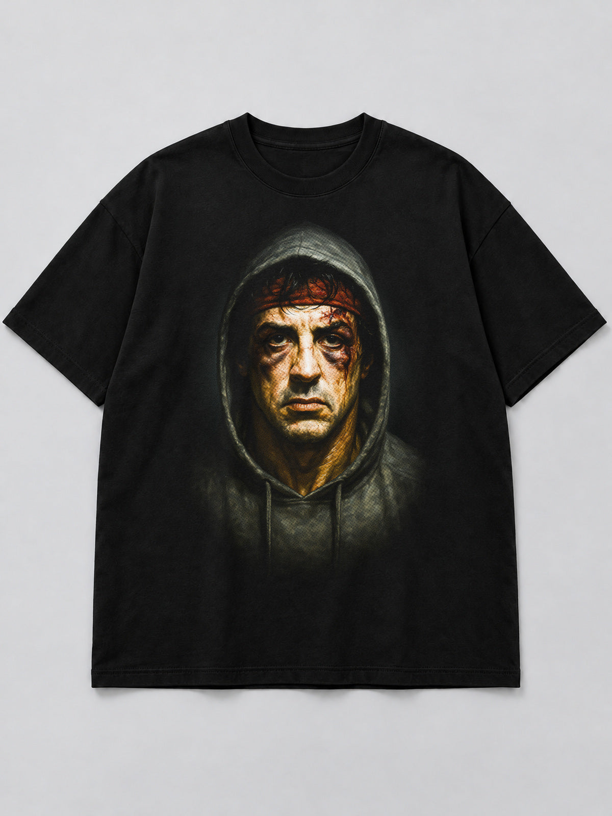 Polera Legendary Boxer Portrait negra de corte amplio