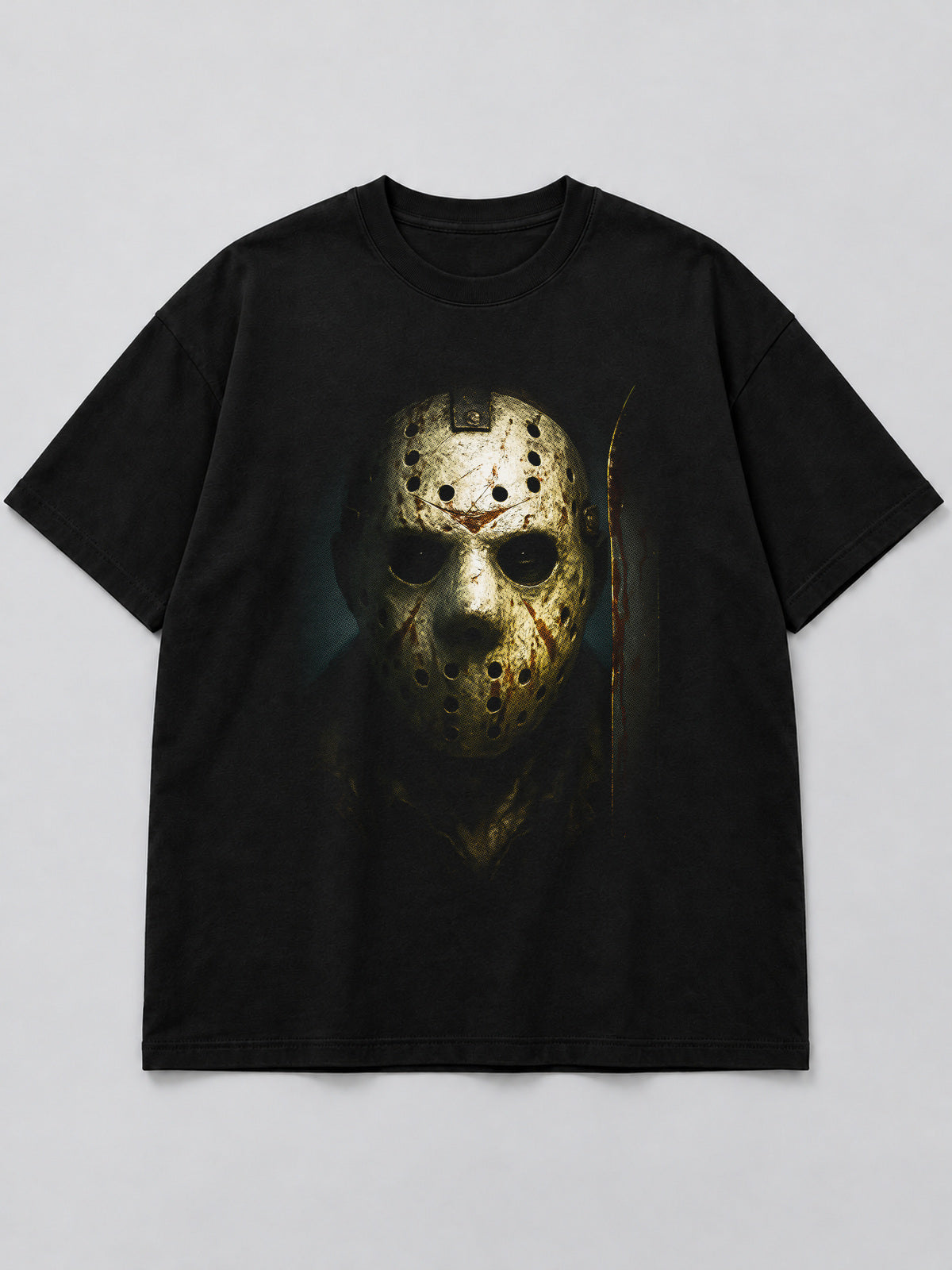 Polera Masked Horror Icon negra de corte amplio