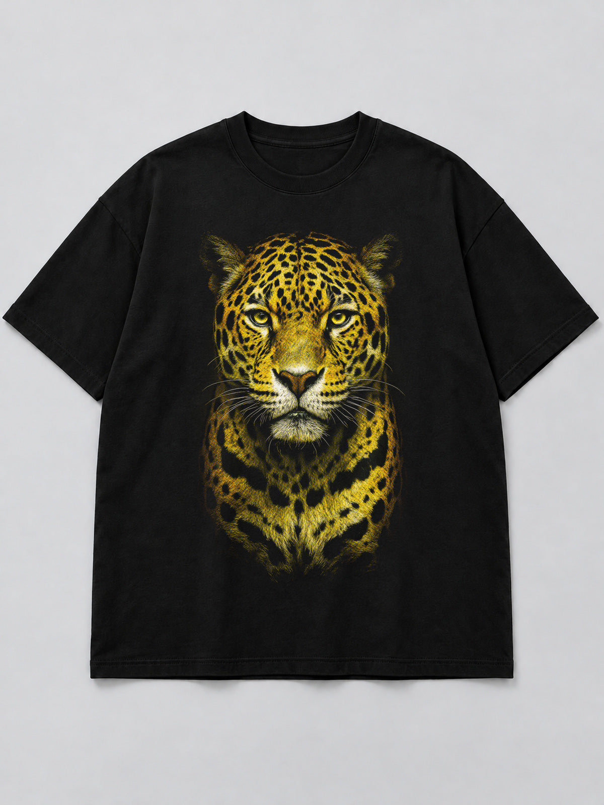 Polera Majestic Jaguar Portrait negra de corte amplio
