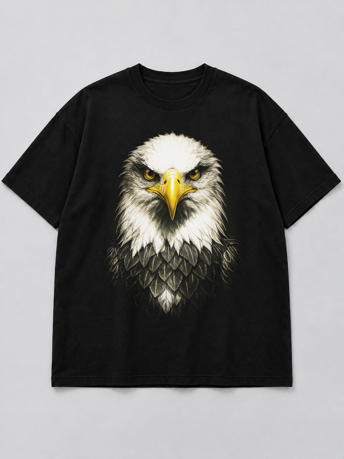 Polera Majestic Eagle Portrait negra de corte amplio