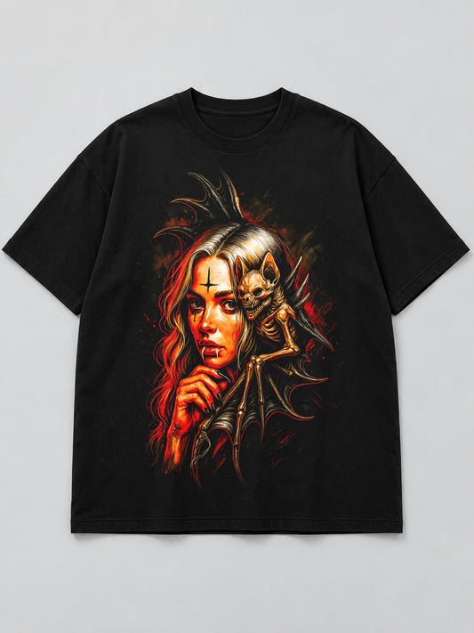 Polera Bruja y Gato Esqueleto - Halloween 2026