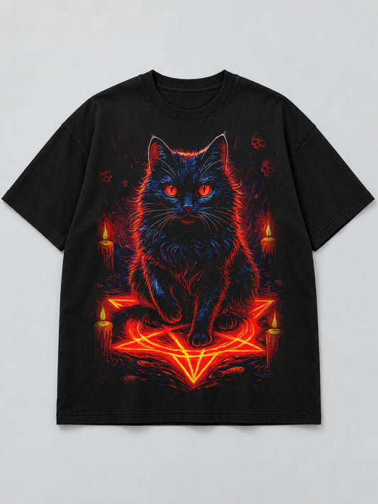 Polera Gato del Pentagrama - Halloween 2026