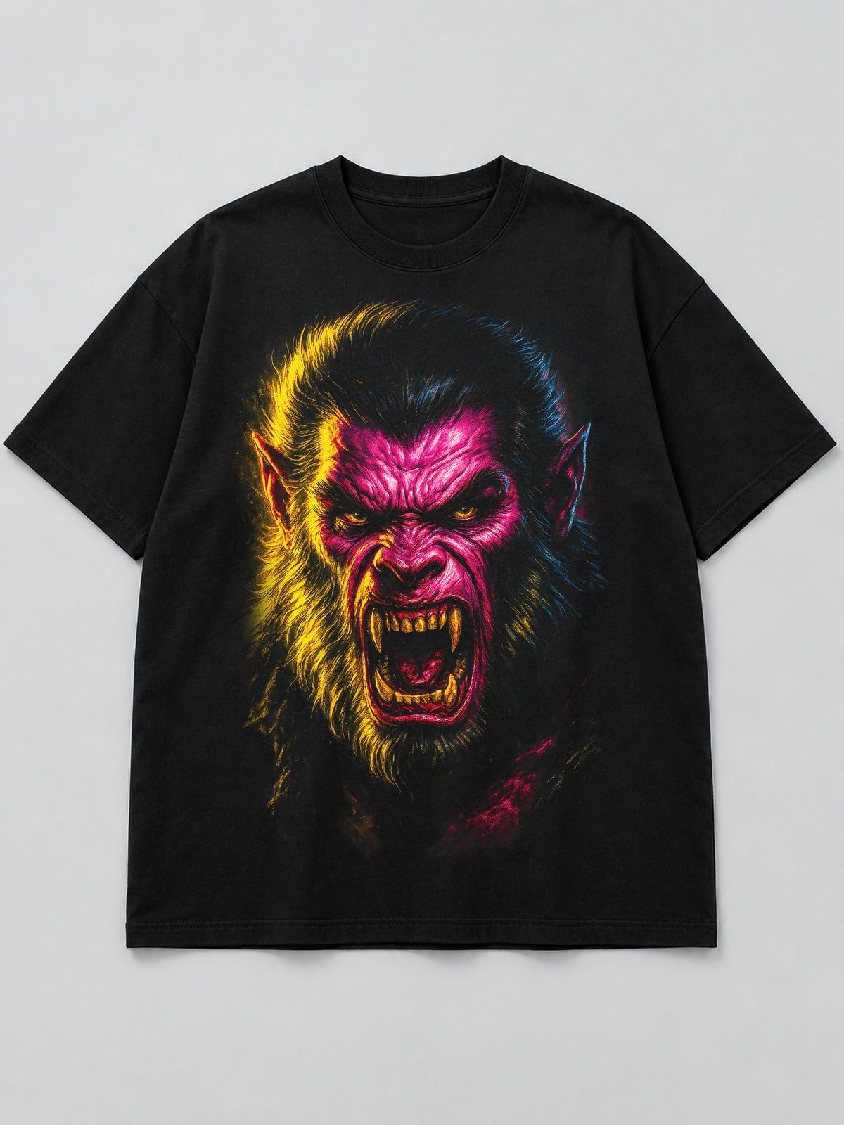 Polera Hombre Lobo Neón - Halloween 2026