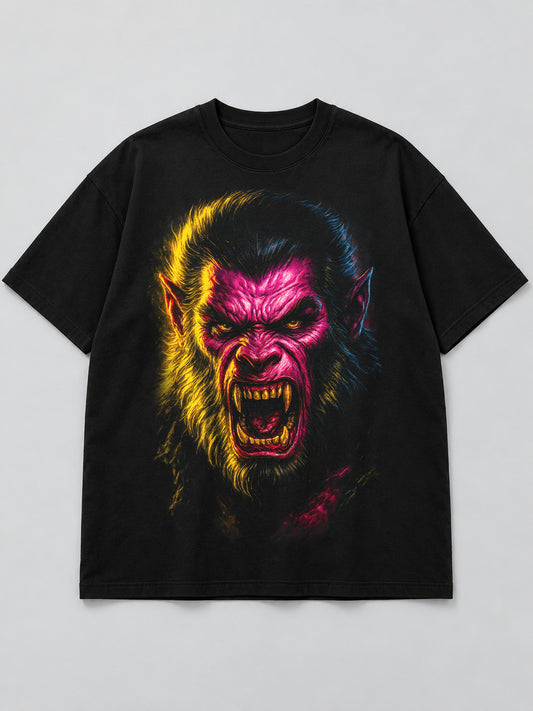 Polera Hombre Lobo Neón - Halloween 2026