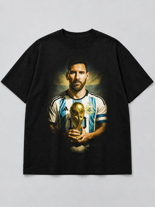 Polera Legendary Football Portrait negra de corte amplio