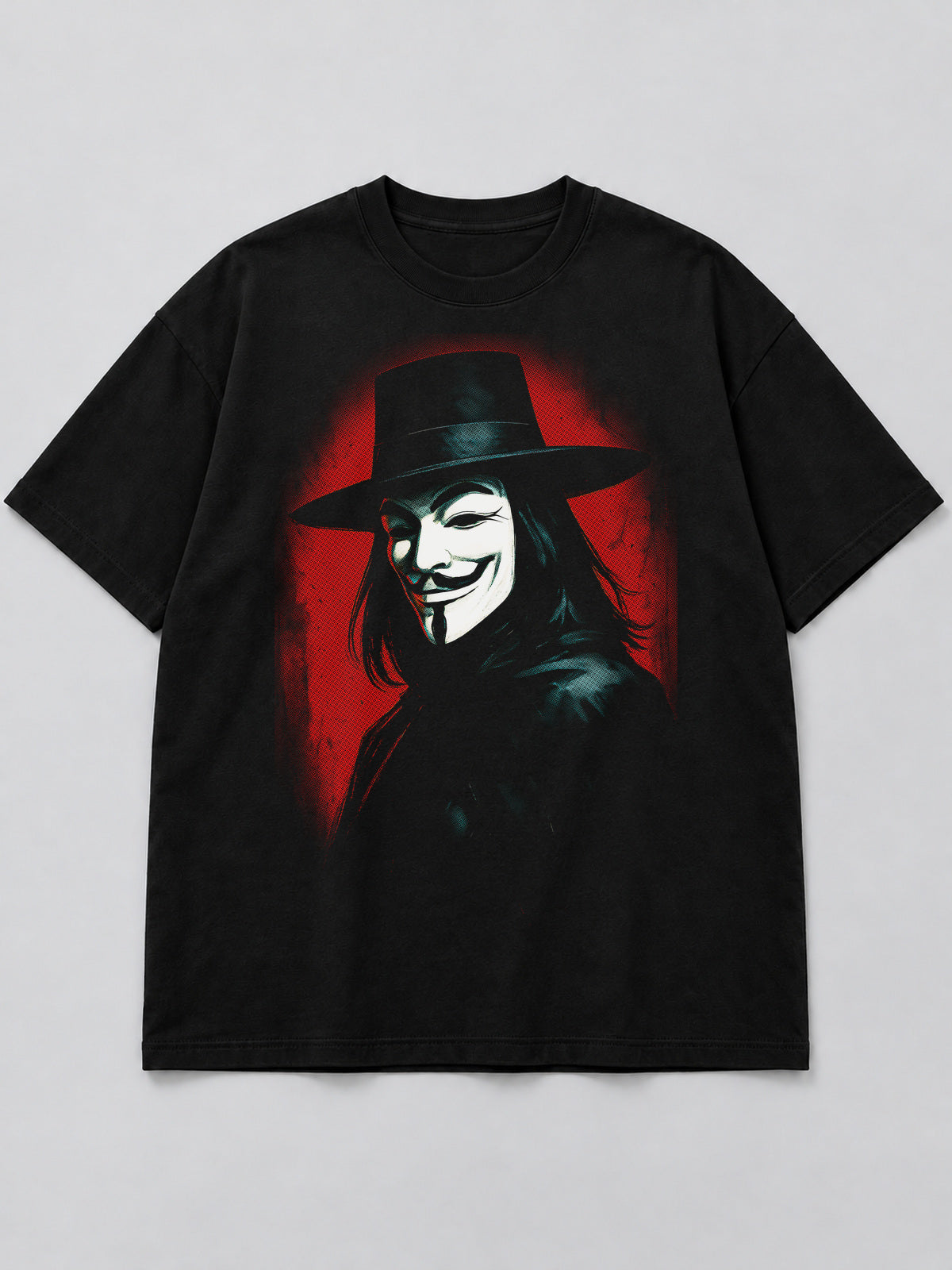 Polera Masked Vigilante Portrait negra de corte amplio