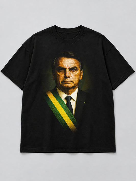 Polera Brazilian Leader Portrait (2) negra de corte amplio