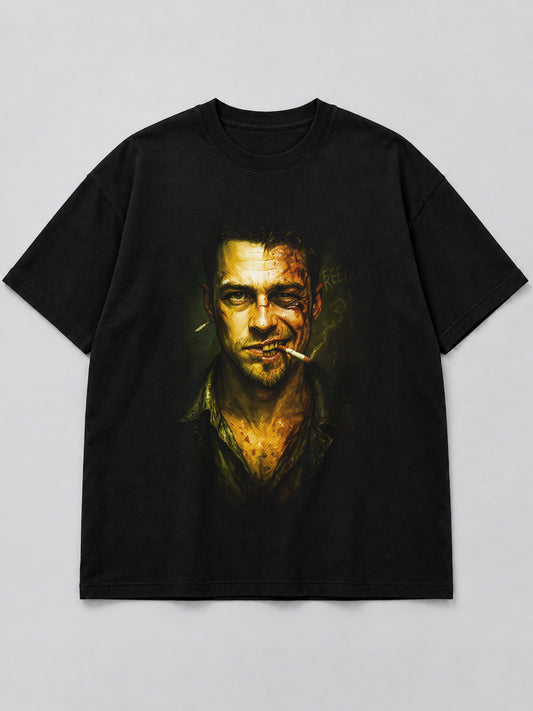 Polera Duality of Chaos negra de corte amplio