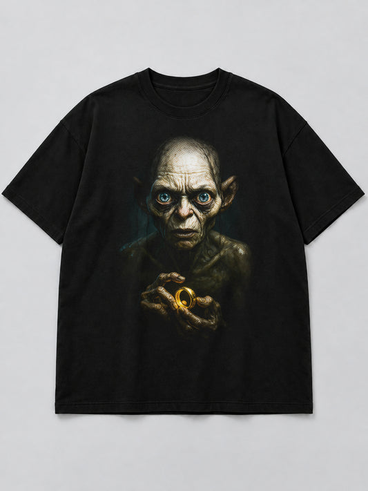 Polera Smeagol's Obsession negra de corte amplio