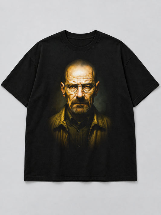 Polera Walter White Portrait negra de corte amplio