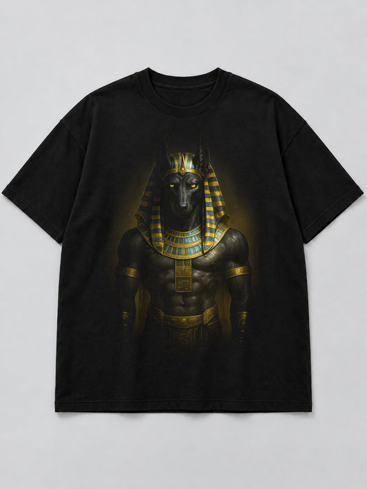 Polera Anubis  Divine Guardian negra de corte amplio