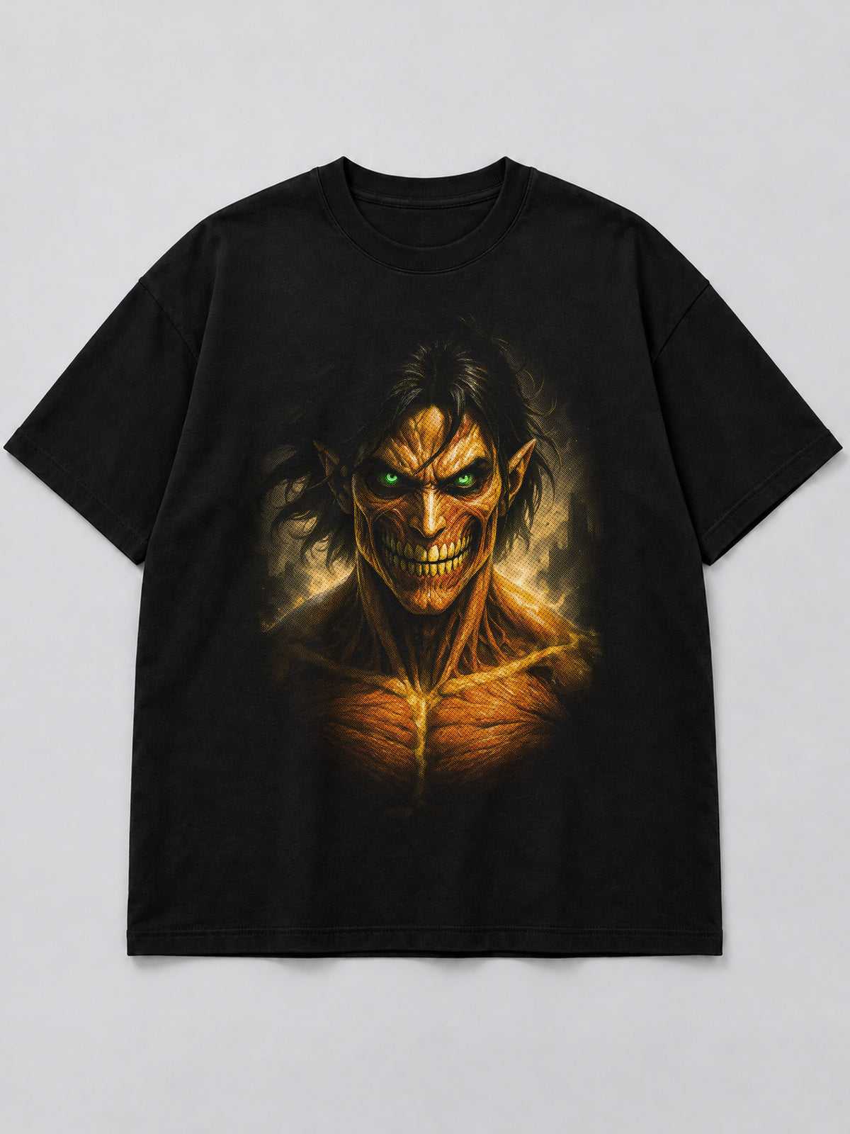 Polera Eren Yeager Empowered negra de corte amplio