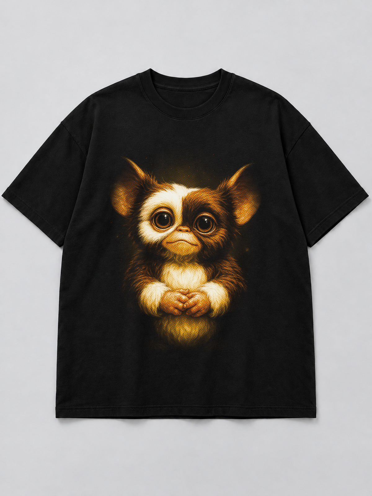 Polera Cute Creature Portrait negra de corte amplio