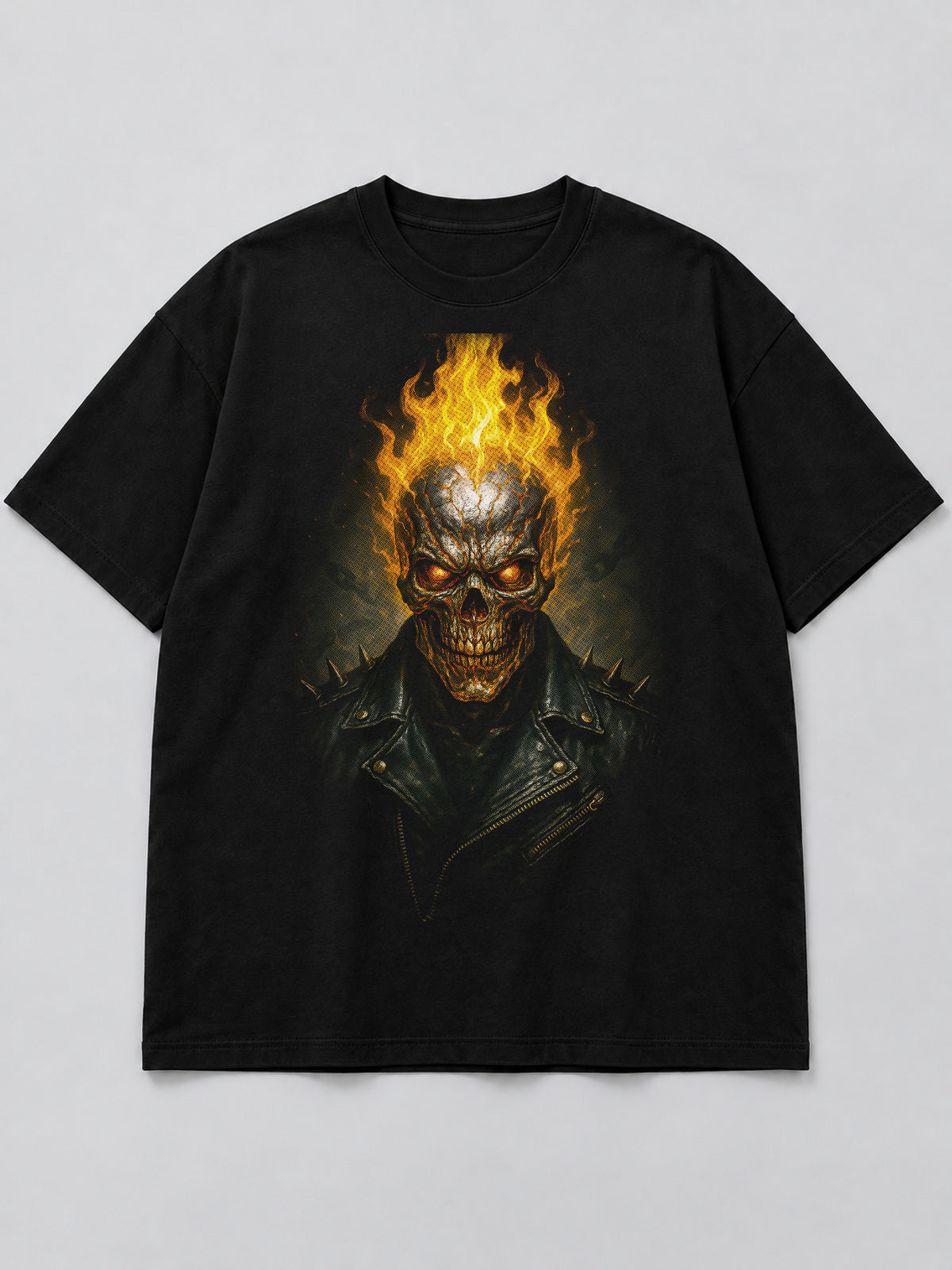 Polera Infernal Antihero Portrait negra de corte amplio