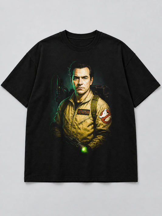 Polera Paranormal Investigator Portrait negra de corte amplio