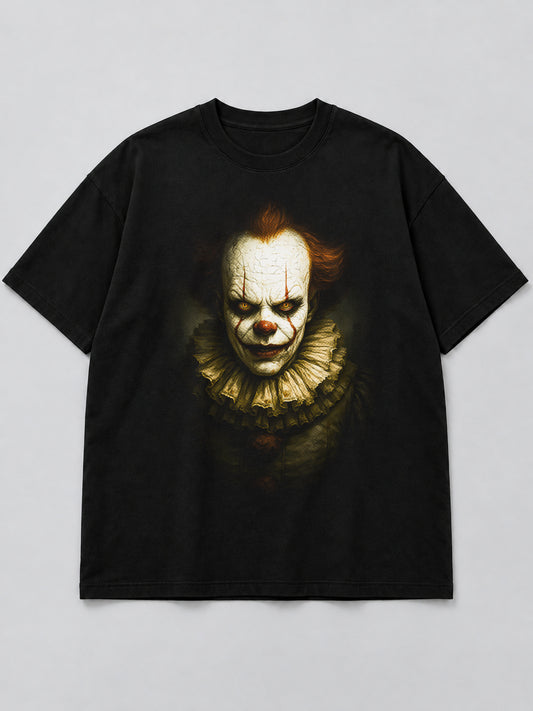 Polera Sinister Clown Portrait negra de corte amplio