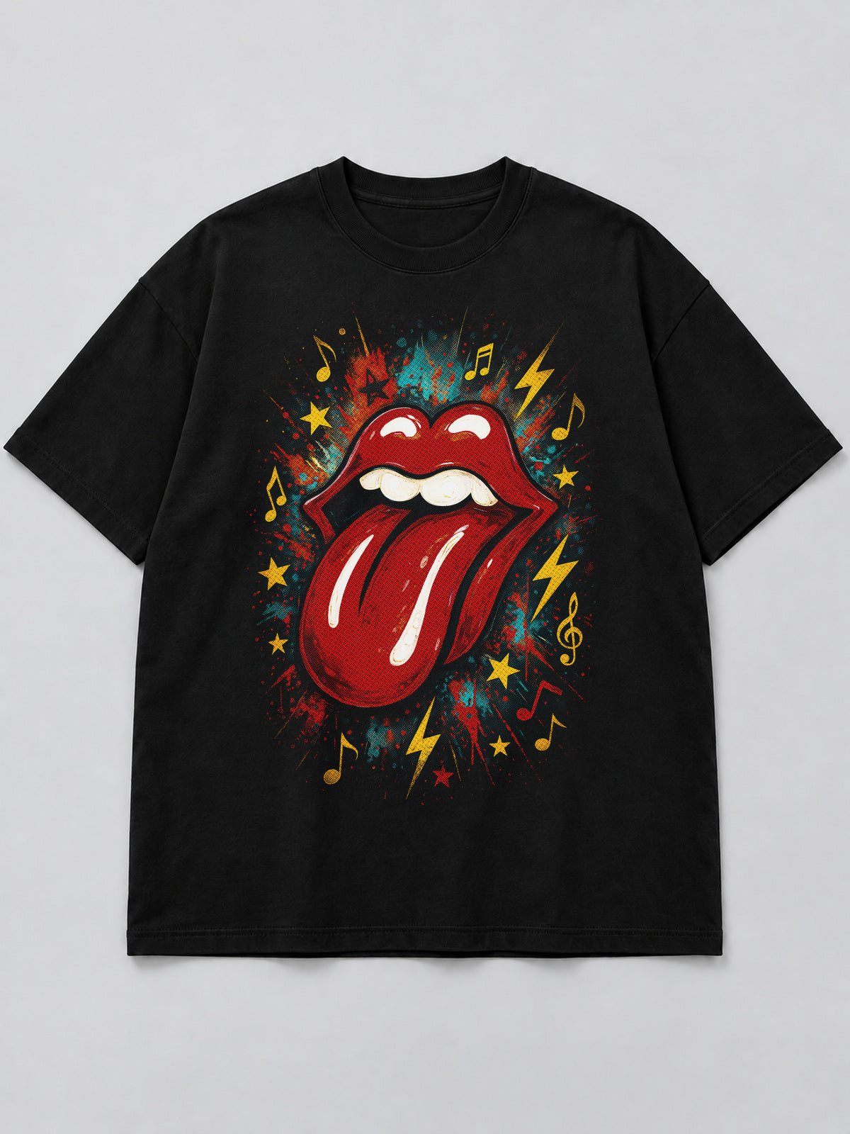 Polera Iconic Rock Reimagination negra de corte amplio