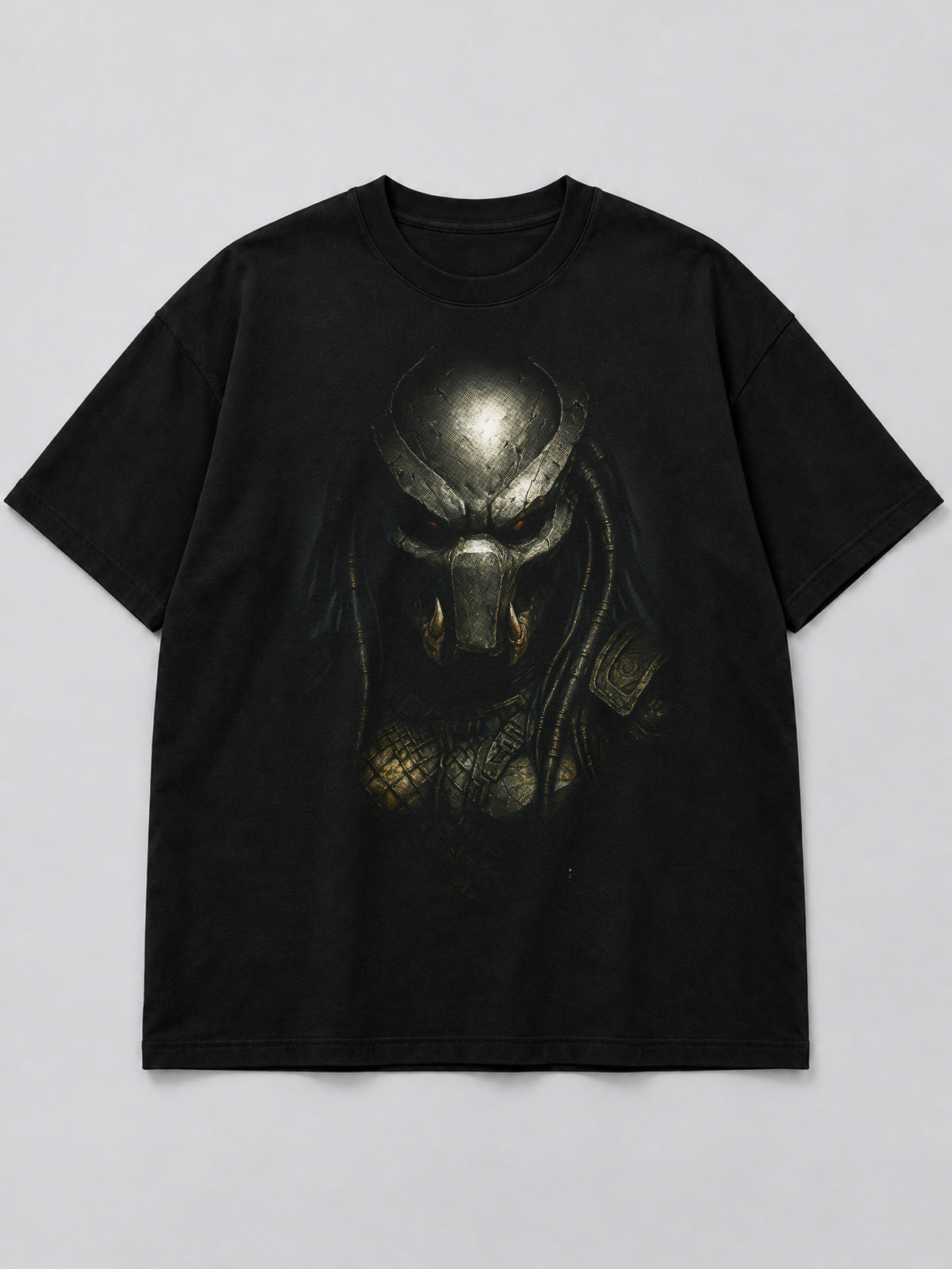 Polera Alien Warrior Portrait (2) negra de corte amplio