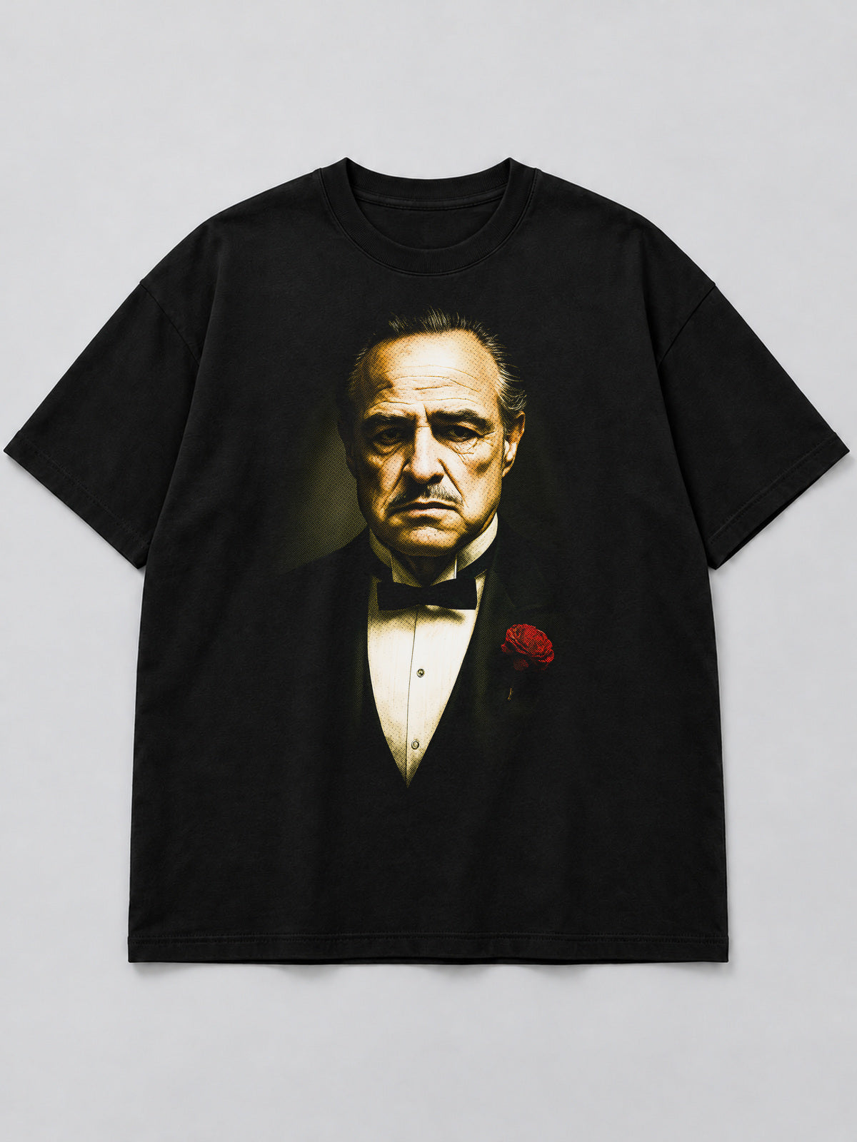 Polera Mafia Boss Portrait negra de corte amplio