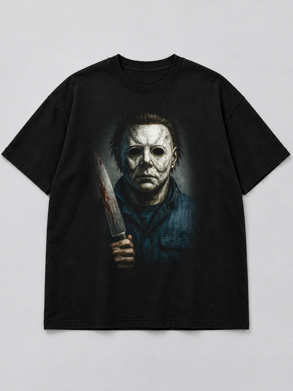 Polera Masked Horror Figure negra de corte amplio