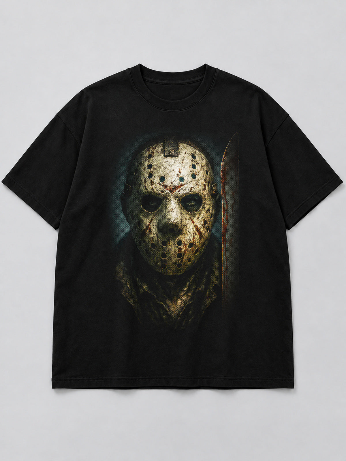 Polera Masked Horror Icon (2) negra de corte amplio