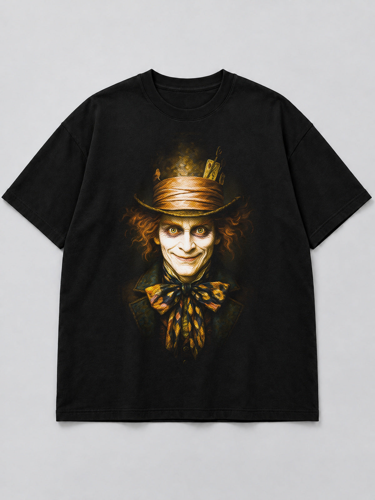 Polera Whimsical Mad Hatter negra de corte amplio