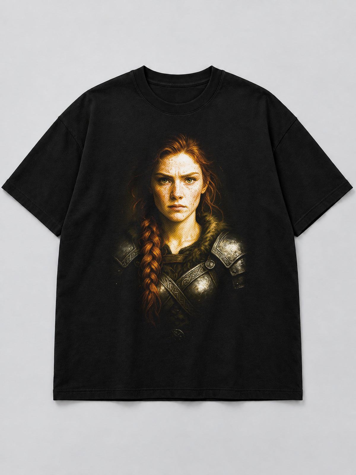 Polera Fierce Viking Shieldmaiden negra de corte amplio