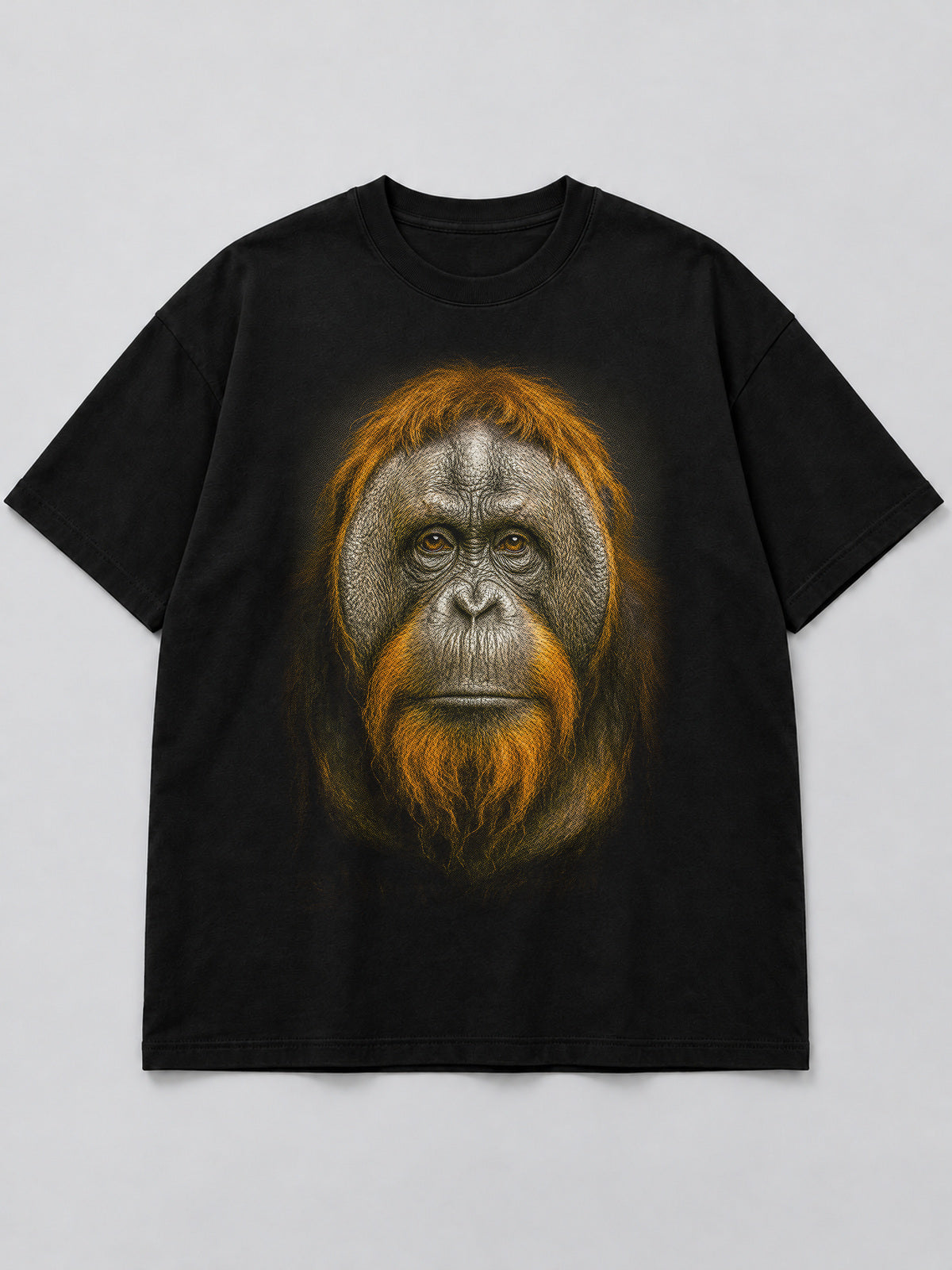 Polera Soulful Orangutan Portrait negra de corte amplio